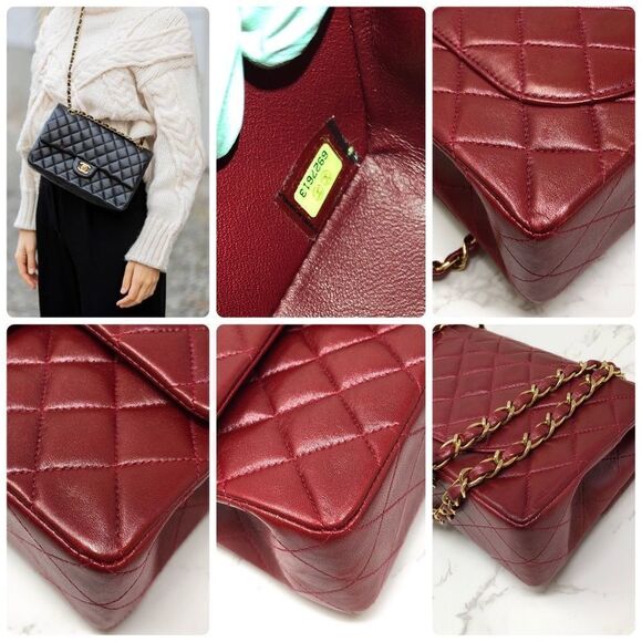 SOLD CHANEL Lambskin Red Iridescent Quilted Small Classic Flap 23cm Chain bag - Picture 13 of 14